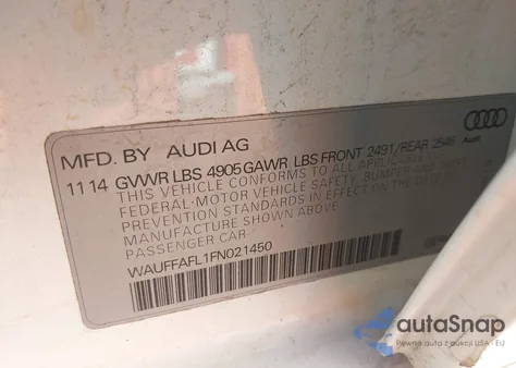 2015 Audi A4 2.0T Premium из США, поврежденный, VIN WAUFFAFL1FN021450